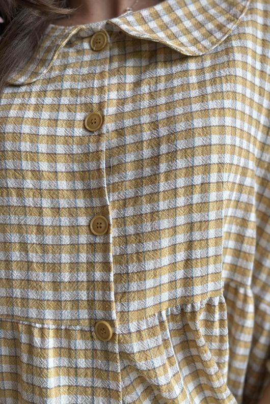 Annie Gingham Peter Pan Frock Coat Mustard